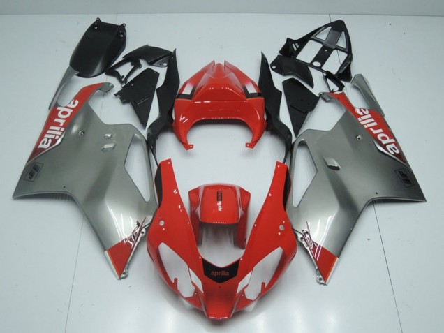 Aprilia RSV 1000 03-06 Motorrad Verkleidungen - Silber Und Rot Aprilia RSV 1000 03-06 Motorrad Verkleidungen - Silber Und Rot