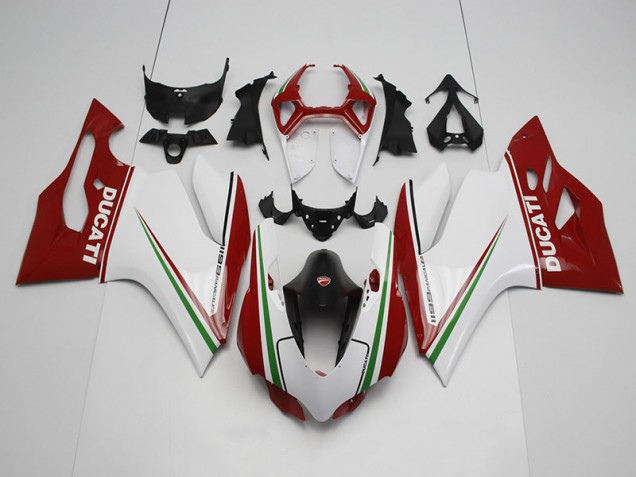 Ducati 1199 11-14 Motorrad Verkleidungen - Weiß Rot Ducati 1199 11-14 Motorrad Verkleidungen - Weiß Rot