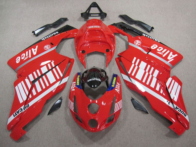 Ducati 749 05-06 Motorrad Verkleidungen - Rot Weiß Alice SUndisk Ducati 749 05-06 Motorrad Verkleidungen - Rot Weiß Alice SUndisk