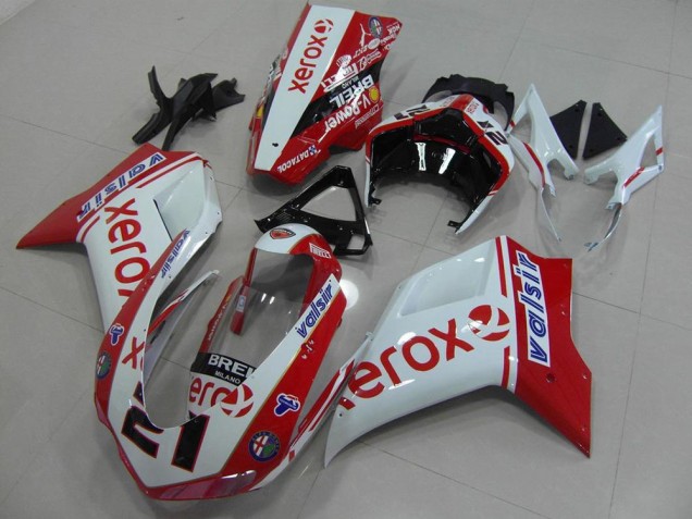 Ducati 848 1098 1198 07-14 Motorrad Verkleidung - Weiß Rot Xerox Ducati 848 1098 1198 07-14 Motorrad Verkleidung - Weiß Rot Xerox