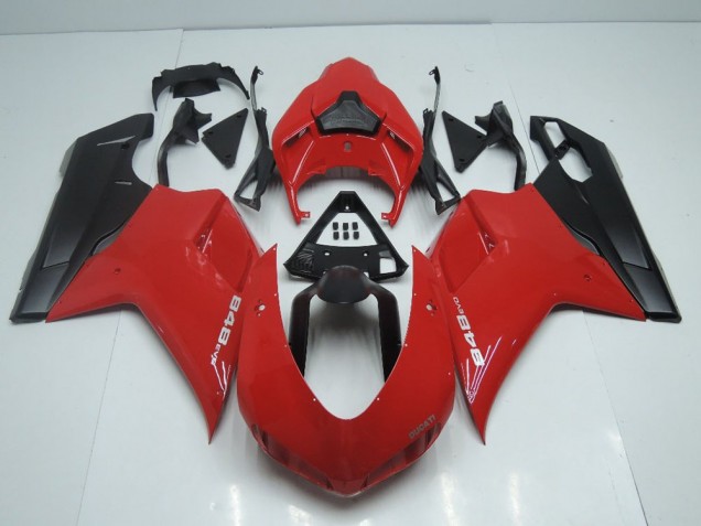 Ducati 848 1098 1198 07-14 Motorrad Verkleidungen - OEM Stil Rot mit Matt Schwarz Seite Ducati 848 1098 1198 07-14 Motorrad Verkleidungen - OEM Stil Rot mit Matt Schwarz Seite