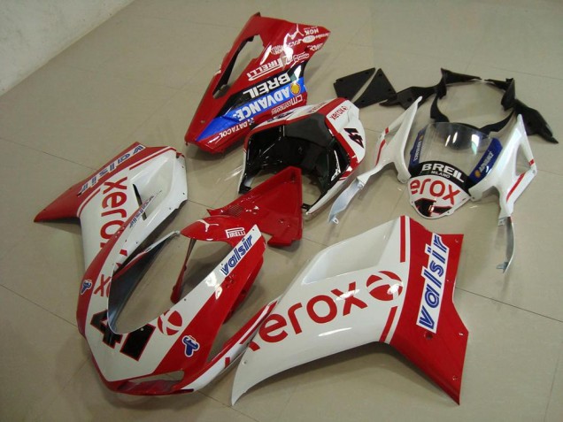Ducati 848 1098 1198 07-14 Motorrad Verkleidungen - Weiß Rot Xerox Ducati 848 1098 1198 07-14 Motorrad Verkleidungen - Weiß Rot Xerox