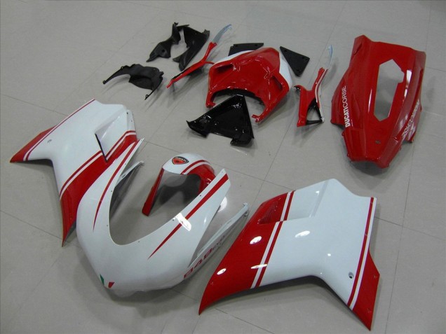 Ducati 848 1098 1198 07-14 Motorrad Verkleidungen - Weiß Und Rot Rennen Version Ducati 848 1098 1198 07-14 Motorrad Verkleidungen - Weiß Und Rot Rennen Version