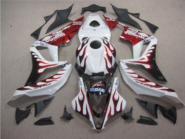 Honda CBR 1000 RR 04-05 Motorrad Verkleidungen - Weiß Rot Flamme Hai