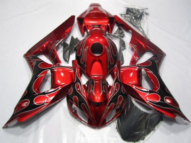 Honda CBR 1000 RR 06-07 Motorrad Verkleidung - Rote Schwarz Flamme