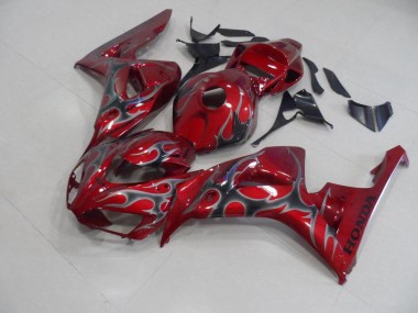 Honda CBR 1000 RR 06-07 Motorrad Verkleidungen - Rot Silber Flamme