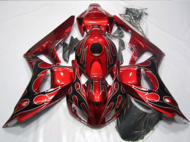 Honda CBR 1000 RR 06-07 Motorrad Verkleidungen - Rote Schwarz Flamme
