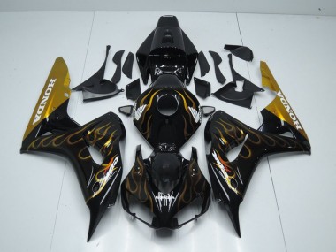 Honda CBR 1000 RR 06-07 Motorrad Verkleidungen - Schwarz Gold Flamme