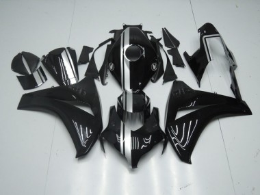 Honda CBR 1000 RR 08-11 Motorrad Verkleidungen - Glänzend Schwarz mit silbernem Streifen