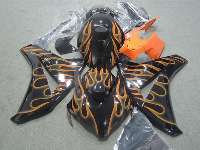 Honda CBR 1000 RR 08-11 Motorrad Verkleidungen - Schwarz Orange Flamme Honda CBR 1000 RR 08-11 Motorrad Verkleidungen - Schwarz Orange Flamme