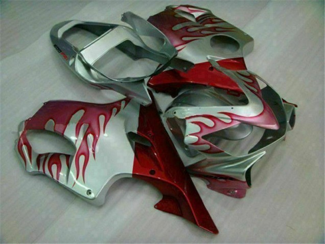 Honda CBR 600 F4i 01-03 Motorrad Verkleidungen - Rot Flamme Silber Honda CBR 600 F4i 01-03 Motorrad Verkleidungen - Rot Flamme Silber