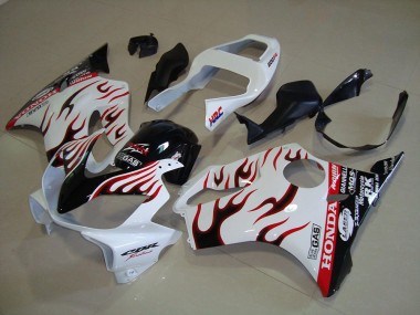 Honda CBR 600 F4i 01-03 Motorrad Verkleidungen - Weiß Flamme