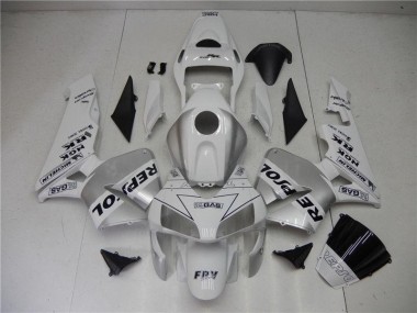 Honda CBR 600 RR 03-04 Motorrad Verkleidungen - Silber Weiß Schwarz Repsol