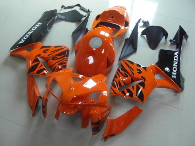 Honda CBR 600 RR 05-06 Motorrad Verkleidungen - Orange Schwarze Flamme