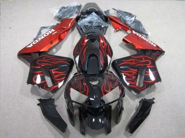 Honda CBR 600 RR 05-06 Motorrad Verkleidungen - Schwarz rote Flamme