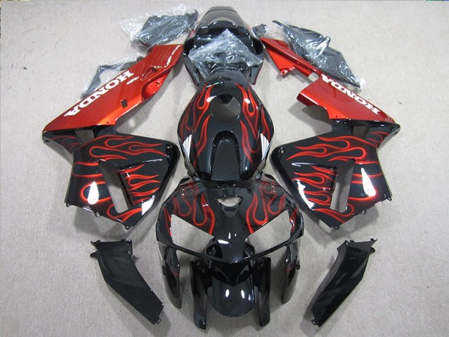 Honda CBR 600 RR 05-06 Motorrad Verkleidungen - Schwarz rote Flamme Honda CBR 600 RR 05-06 Motorrad Verkleidungen - Schwarz rote Flamme