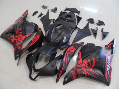 Honda CBR 600 RR 09-12 Motorrad Verkleidungen - Matt Schwarz mit rotem Totenkopf