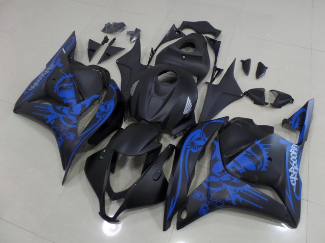 Honda CBR 600 RR 09-12 Motorrad Verkleidungen - Matt Schwarzer blauer Totenkopf Honda CBR 600 RR 09-12 Motorrad Verkleidungen - Matt Schwarzer blauer Totenkopf