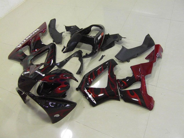Honda CBR 900 RR 929 00-01 Motorrad Verkleidungen - Schwarz rote Flamme Honda CBR 900 RR 929 00-01 Motorrad Verkleidungen - Schwarz rote Flamme