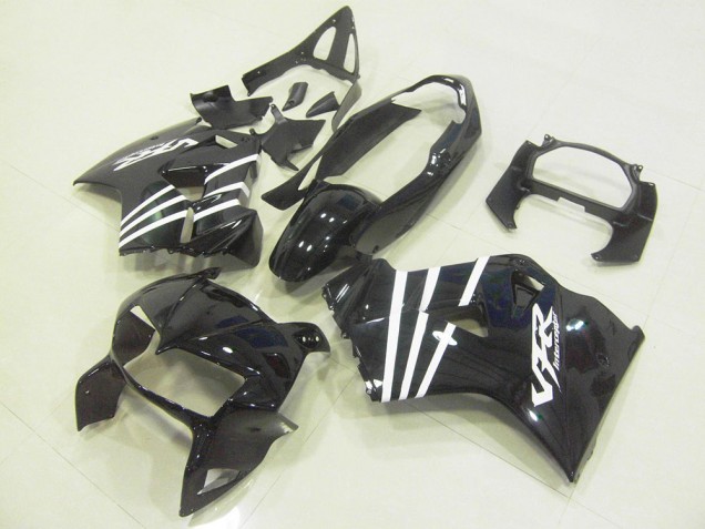 Honda VFR 800 98-01 Motorrad Verkleidungen - Schwarz Weißes Streifenmuster Honda VFR 800 98-01 Motorrad Verkleidungen - Schwarz Weißes Streifenmuster