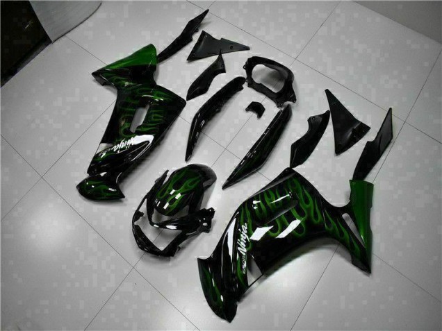 Kawasaki EX650 06-08 Motorrad Verkleidungen - Grüne Flamme Kawasaki EX650 06-08 Motorrad Verkleidungen - Grüne Flamme