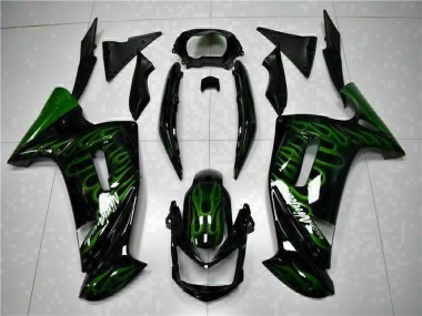 Kawasaki EX650 06-08 Motorrad Verkleidungen - Grüne Flamme