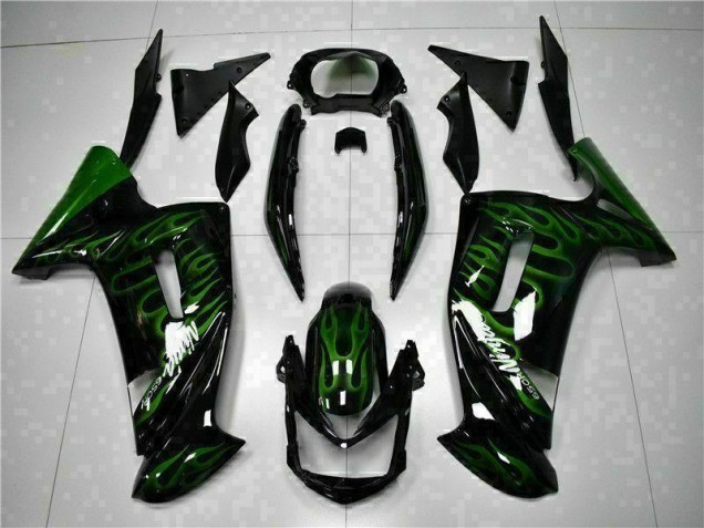 Kawasaki EX650 06-08 Motorrad Verkleidungen - Grüne Flamme Kawasaki EX650 06-08 Motorrad Verkleidungen - Grüne Flamme
