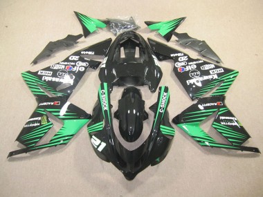Kawasaki ZX10R 03-05 Motorrad Verkleidungen - Schwarz Grün C Shock Monster