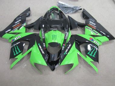 Kawasaki ZX10R 03-05 Motorrad Verkleidungen - Schwarz Grünes Monster