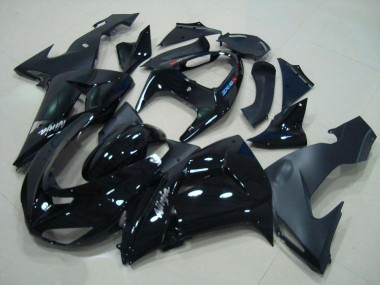 Kawasaki ZX10R 06-07 Motorrad Verkleidungen - Glänzend Schwarz Matt Schwarz