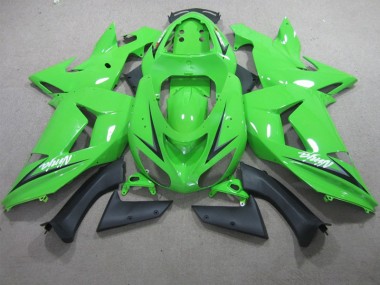 Kawasaki ZX10R 06-07 Motorrad Verkleidungen - Grüner Weißer Ninja