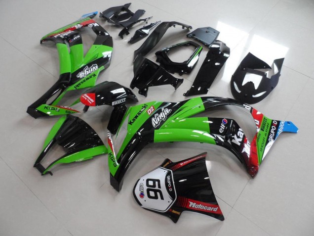 Kawasaki ZX10R 11-15 Motorrad Verkleidungen - Grün Schwarz mit Nummer 66 Kawasaki ZX10R 11-15 Motorrad Verkleidungen - Grün Schwarz mit Nummer 66