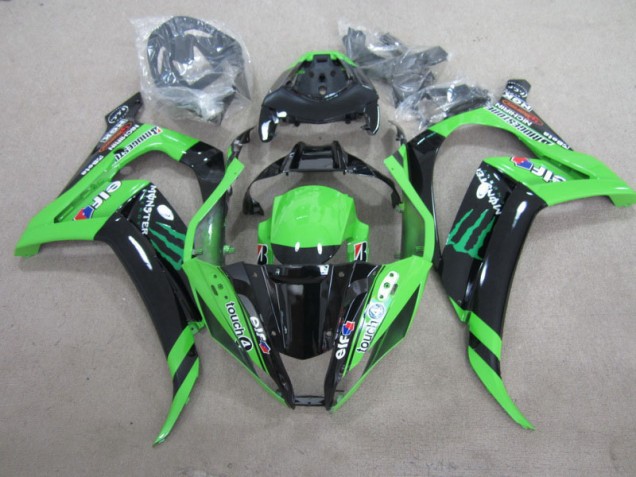Kawasaki ZX10R 11-15 Motorrad Verkleidungen - Schwarz Grün Touch4 Monster Kawasaki ZX10R 11-15 Motorrad Verkleidungen - Schwarz Grün Touch4 Monster