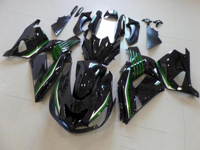 Kawasaki ZX14R ZZR 1400 06-11 Motorrad Verkleidungen - Glänzend Schwarz mit Grün Linie Kawasaki ZX14R ZZR 1400 06-11 Motorrad Verkleidungen - Glänzend Schwarz mit Grün Linie