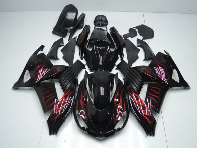 Kawasaki ZX14R ZZR 1400 06-11 Motorrad Verkleidungen - Rot Flamme Kawasaki ZX14R ZZR 1400 06-11 Motorrad Verkleidungen - Rot Flamme