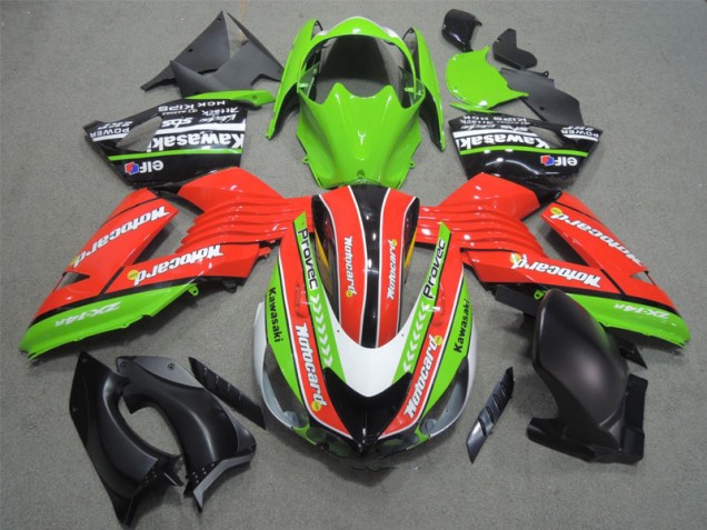 Kawasaki ZX14R ZZR 1400 06-11 Motorrad Verkleidungen - Rot Grün Motocard Kawasaki ZX14R ZZR 1400 06-11 Motorrad Verkleidungen - Rot Grün Motocard
