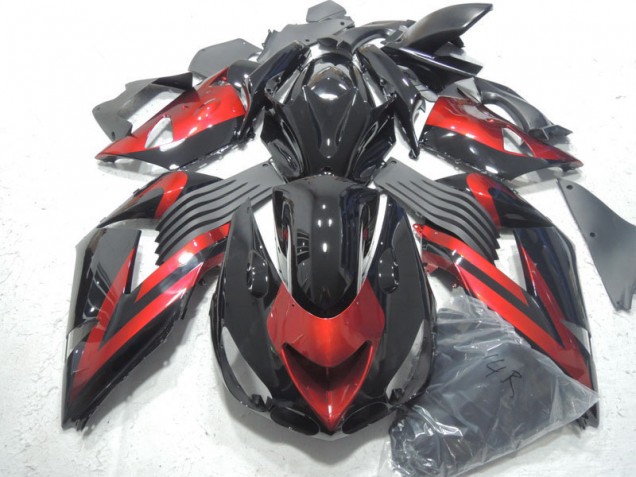 Kawasaki ZX14R ZZR 1400 06-11 Motorrad Verkleidungen - Schwarz Rot Kawasaki ZX14R ZZR 1400 06-11 Motorrad Verkleidungen - Schwarz Rot