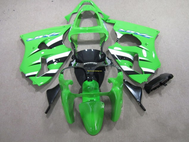 Kawasaki ZX6R 00-02 Motorrad Verkleidungen - Grün Schwarz Weiß Kawasaki ZX6R 00-02 Motorrad Verkleidungen - Grün Schwarz Weiß
