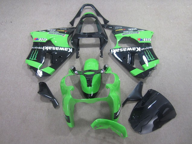 Kawasaki ZX6R 00-02 Motorrad Verkleidungen - Schwarz Grünes Monster Kawasaki ZX6R 00-02 Motorrad Verkleidungen - Schwarz Grünes Monster