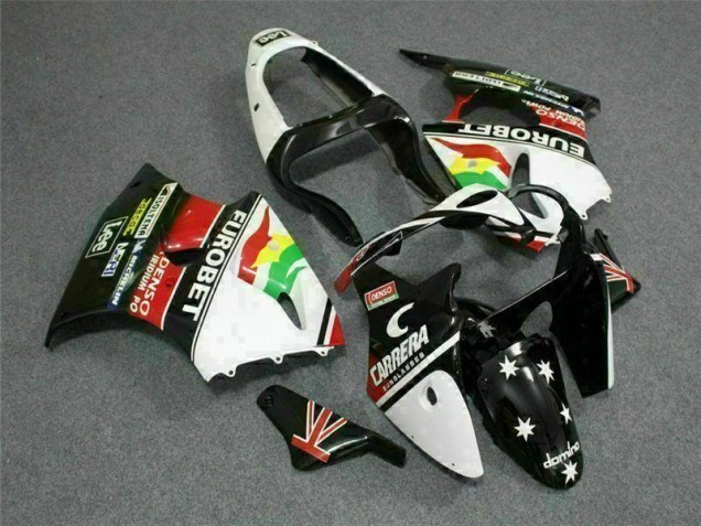 Kawasaki ZX6R 00-02 Motorrad Verkleidungen - Schwarz Weißer Eurobet Kawasaki ZX6R 00-02 Motorrad Verkleidungen - Schwarz Weißer Eurobet