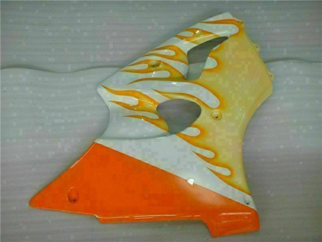 Kawasaki ZX6R 00-02 Motorrad Verkleidungen - Weiß Gelb Flamme Kawasaki ZX6R 00-02 Motorrad Verkleidungen - Weiß Gelb Flamme