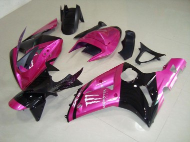 Kawasaki ZX6R 03-04 Motorrad Verkleidungen - Rosa Schwarz Monster