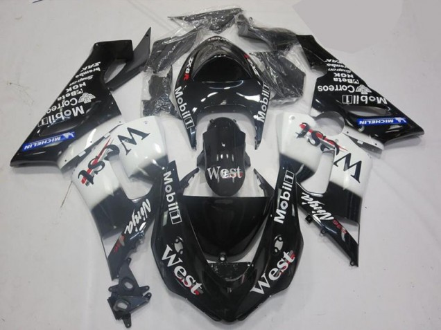 Kawasaki ZX6R 05-06 Motorrad Verkleidung - Weiß Schwarz Kawasaki ZX6R 05-06 Motorrad Verkleidung - Weiß Schwarz