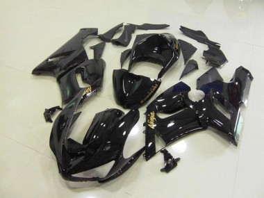 Kawasaki ZX6R 05-06 Motorrad Verkleidungen - Glänzend Schwarz Gold Aufkleber