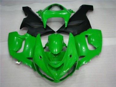 Kawasaki ZX6R 05-06 Motorrad Verkleidungen - Grün Matt schwarz