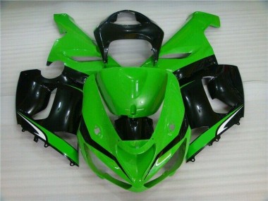 Kawasaki ZX6R 05-06 Motorrad Verkleidungen - Grün Weiß Schwarz