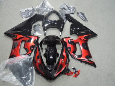 Kawasaki ZX6R 05-06 Motorrad Verkleidungen - Schwarz Rot