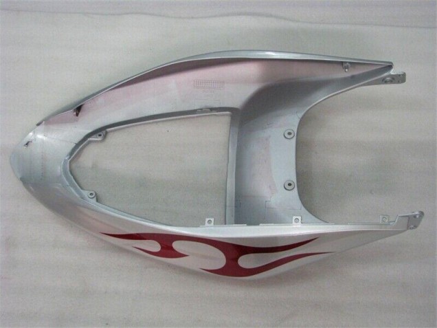 Kawasaki ZX6R 05-06 Motorrad Verkleidungen - Silber Rot Flammen Kawasaki ZX6R 05-06 Motorrad Verkleidungen - Silber Rot Flammen
