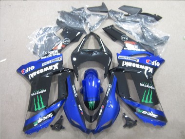 Kawasaki ZX6R 07-08 Motorrad Verkleidung - Schwarz Blau Grün Monster