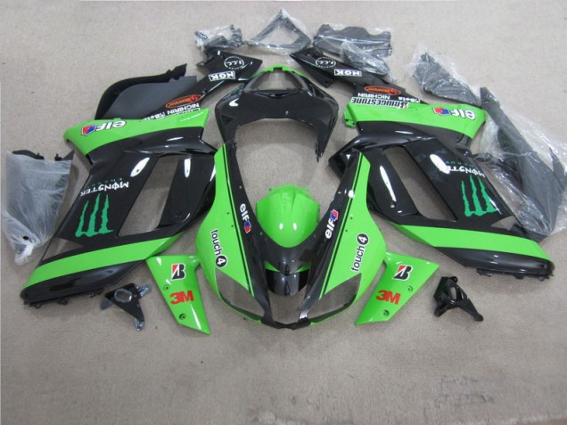 Kawasaki ZX6R 07-08 Motorrad Verkleidungen - Grün Schwarz 3M Monster Kawasaki ZX6R 07-08 Motorrad Verkleidungen - Grün Schwarz 3M Monster
